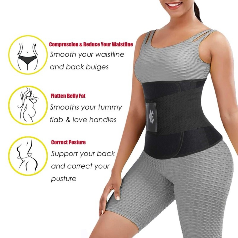 NWT - Chongerfei Black Waist Trainer Belt Unisex Size Large